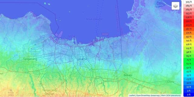 ジャカルタ標高図