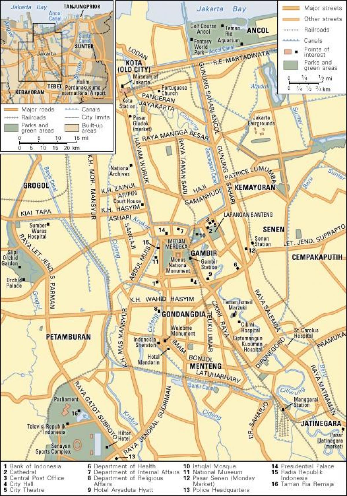 ジャカルタ市内中心部の地図
