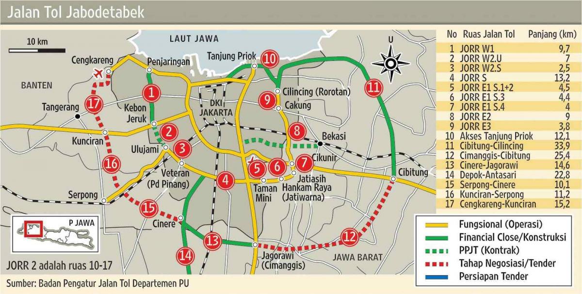 ジャカルタの道路地図
