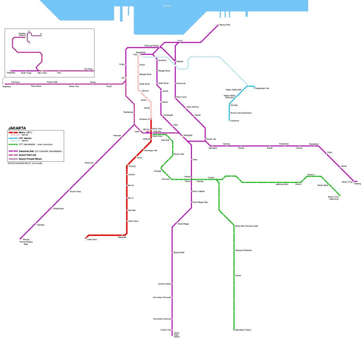 ジャカルタの鉄道駅マップ